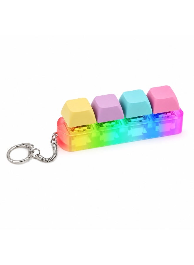 1 Pcs Rainbow Transparent Keyboard Key Fidget Keychain Toy, Portable Press Stress Relief Sensory Toy for Kids Birthday Ramadan Eid Small Daily Gift Packaging - Image 1