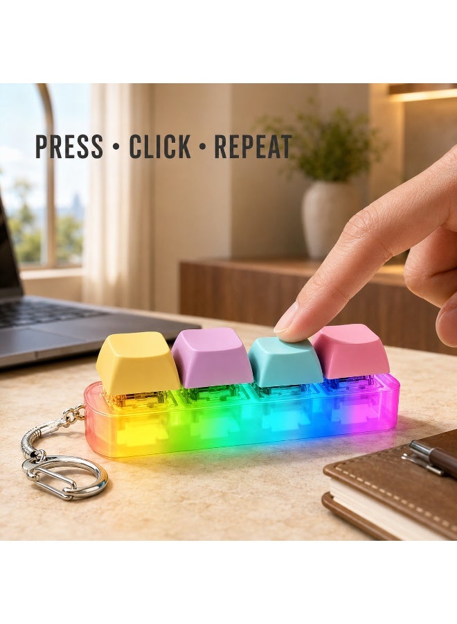 1 Pcs Rainbow Transparent Keyboard Key Fidget Keychain Toy, Portable Press Stress Relief Sensory Toy for Kids Birthday Ramadan Eid Small Daily Gift Packaging - Image 4