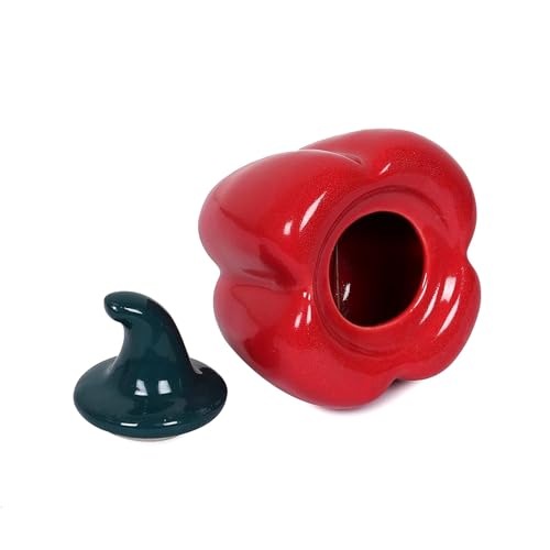 QIMACPLUS Ceramic Capsicum Decorative Pickle Jar Multipurpose Aachar & Masala Storage Jars for Kitchen and Dining Table - Stylish Food Storage Solution Set of 1-500 ML (Red) - Image 3
