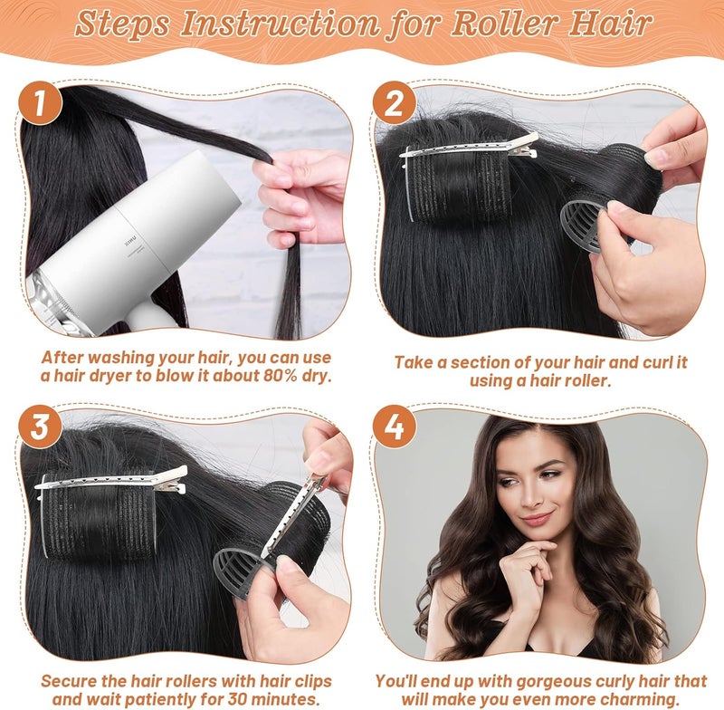 كلودو بكرات تجعيد الشعر الكبيرة كلودو 24 قطعة بدون حرارة مع 12 مشبكًا، 4 مقاسات (كبيرة جدًا، كبيرة، متوسطة، صغيرة) بكرات شعر ذاتية التثبيت للشعر الطويل والمتوسط والقصير والسميك والناعم والرفيع والغرة لإضافة الحجم - Image 5
