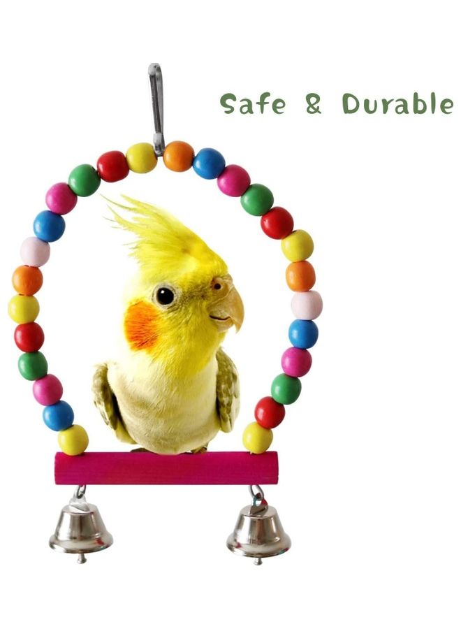 NIBEMINENT 5-Piece Parrot Toys Hanging Bell Multicolour 8.19 x 6.18 3.27inch - Image 3