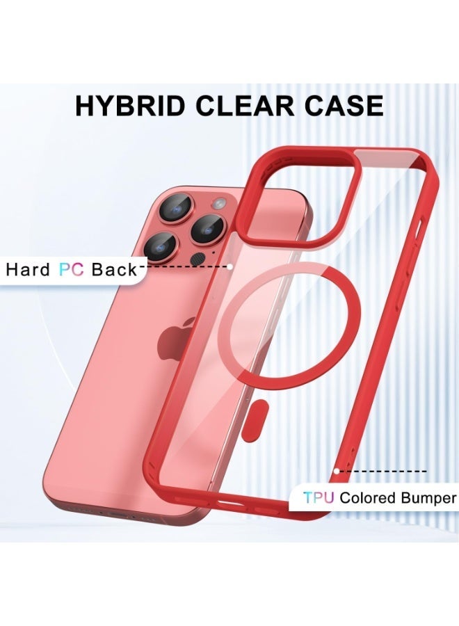 ACLIX Clear Magnetic Case for iPhone 14 Pro [Shockproof & Slim] Transparent Clear Hard Back Cover with high-Grade Protection | Red - Image 5