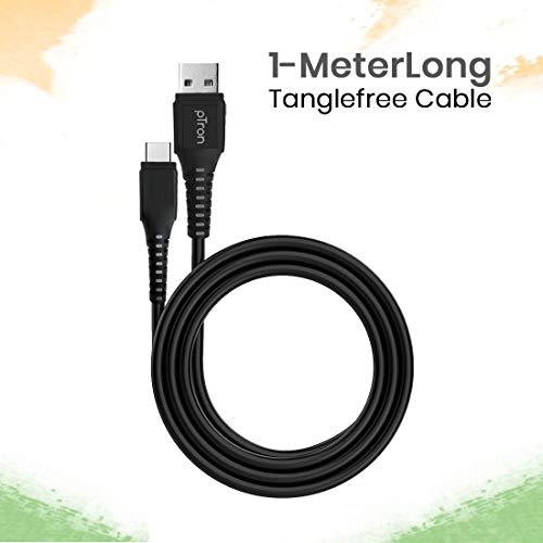 pTron USB-A to Type-C 2.4A Fast Charging Cable compatible with Android Phones/Tablets, 480mbps Data Transfer Speed, Made in India, Solero T241 Tangle-free Type-C USB Cable (Round, 1M, Black) - Image 5