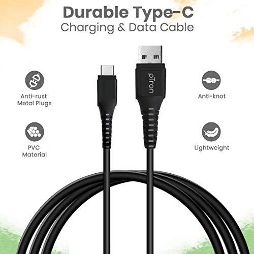 pTron USB-A to Type-C 2.4A Fast Charging Cable compatible with Android Phones/Tablets, 480mbps Data Transfer Speed, Made in India, Solero T241 Tangle-free Type-C USB Cable (Round, 1M, Black) - Image 3