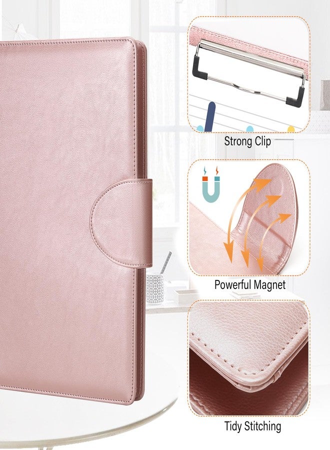 Toplive Portfolio 3 Ring Binder Padfolio Folder, Business Interview Resume Portfolio for Women Men A4/Letter Size Document Organizer with Clipboard Receipt Sleeve Card Holder, Rose Gold - Image 5