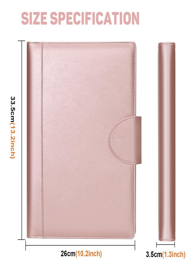 Toplive Portfolio 3 Ring Binder Padfolio Folder, Business Interview Resume Portfolio for Women Men A4/Letter Size Document Organizer with Clipboard Receipt Sleeve Card Holder, Rose Gold - Image 3