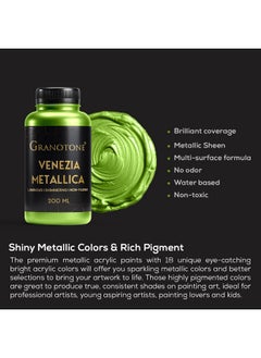 Granotone GRANOTONE Venezia Metallic Acrylic Paint, 200 ML - Extra Sheen, Non-Fading, Indoor/Outdoor, Non-Toxic, Multi-Surface - For Artists, Hobbyists & Kids - Made in India (BLUE)  - Image 2