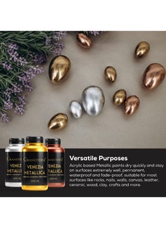 Granotone GRANOTONE Venezia Metallic Acrylic Paint, 200 ML - Extra Sheen, Non-Fading, Indoor/Outdoor, Non-Toxic, Multi-Surface - For Artists, Hobbyists & Kids - Made in India (BLUE)  - Image 3