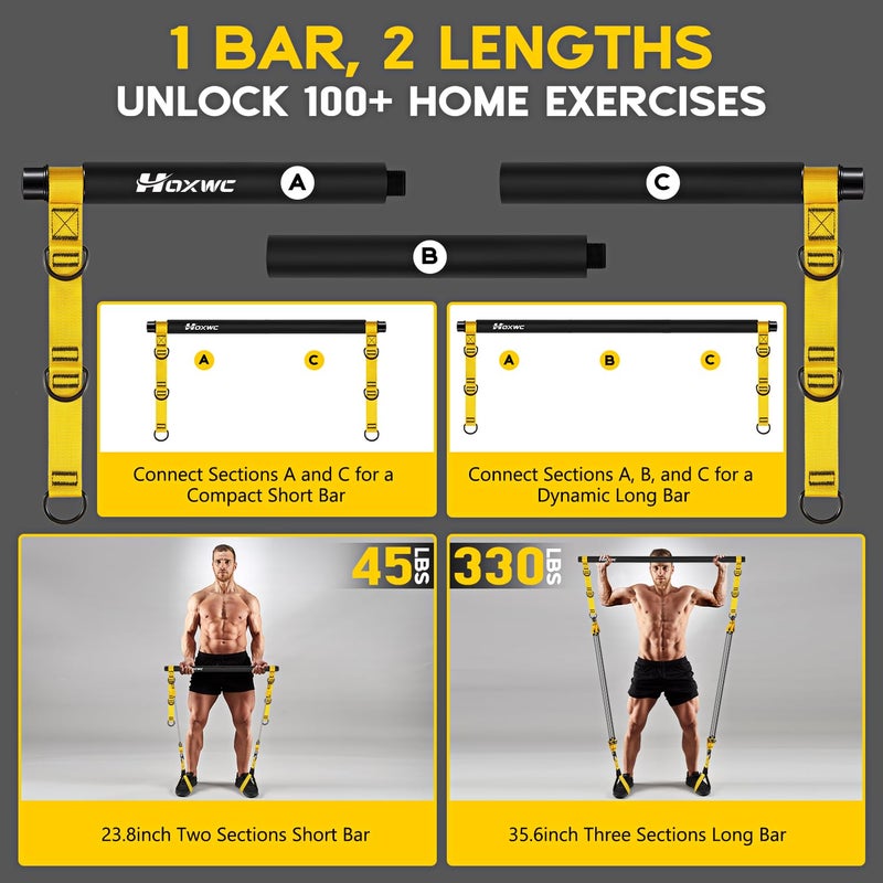 HOXWC Pilates Bar, Pilates Bar Kit with Resistance Bands Heavy Duty, Home Gym Professional Pilates Workout Equipment for Men, for Legs, Waist Back, Arm, Abs, Chest, Shoulders Muscle Strength Training - Image 5