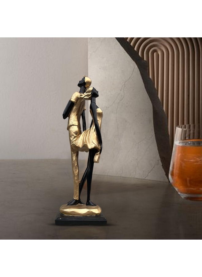 XTORE Xtore Stylish Golden Black Resin Romantic Couple Statue for Home Decor (Pack of 1, Black & Golden)  - Image 2