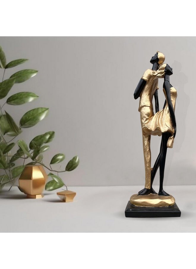 XTORE Xtore Stylish Golden Black Resin Romantic Couple Statue for Home Decor (Pack of 1, Black & Golden)  - Image 1