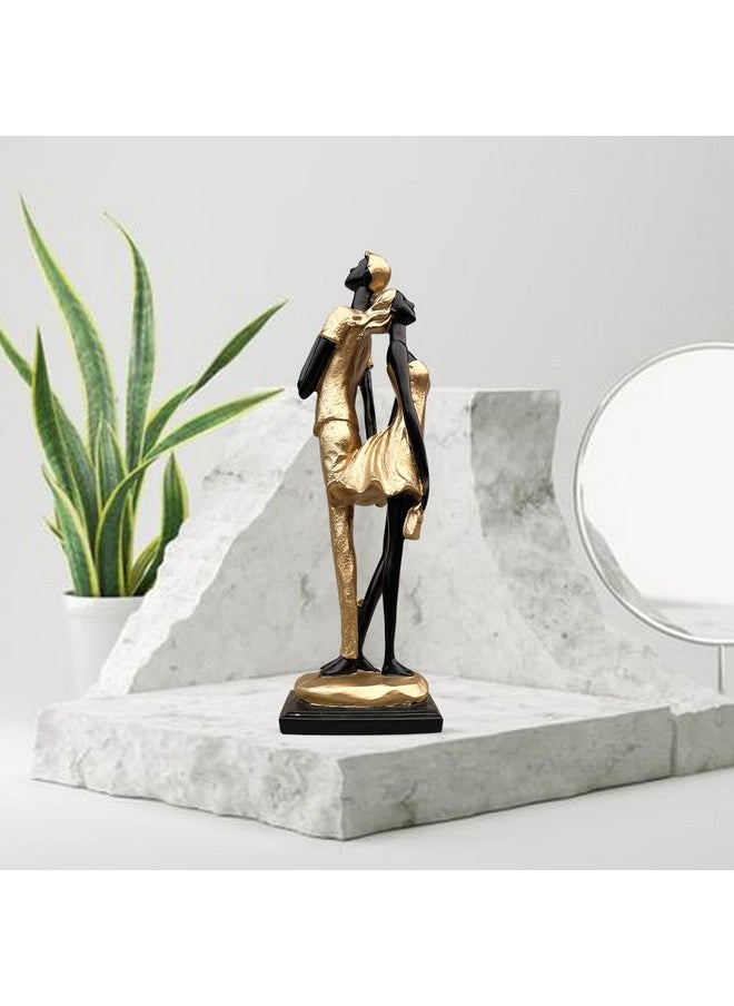 XTORE Xtore Stylish Golden Black Resin Romantic Couple Statue for Home Decor (Pack of 1, Black & Golden)  - Image 3