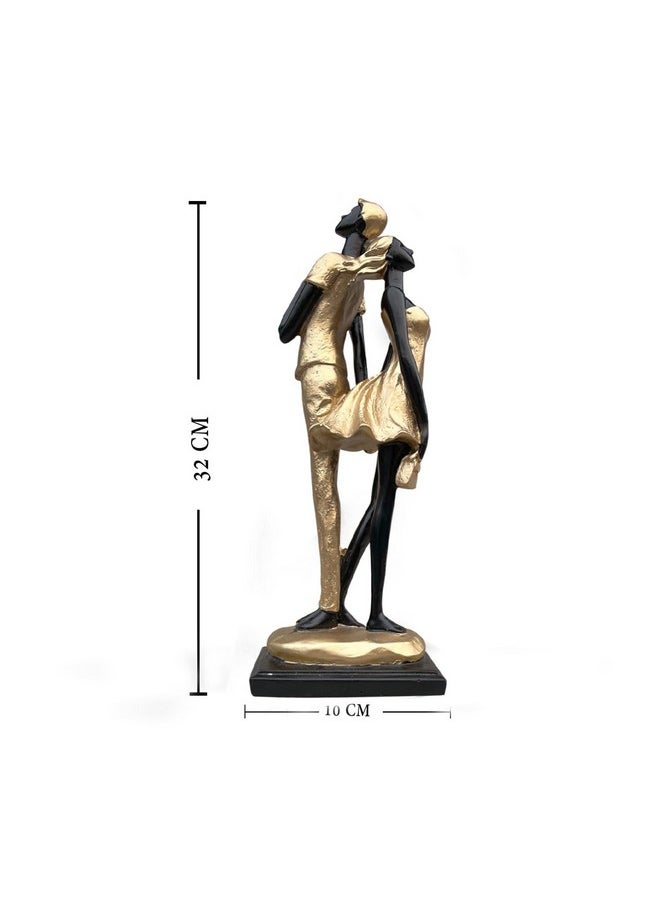 XTORE Xtore Stylish Golden Black Resin Romantic Couple Statue for Home Decor (Pack of 1, Black & Golden)  - Image 4