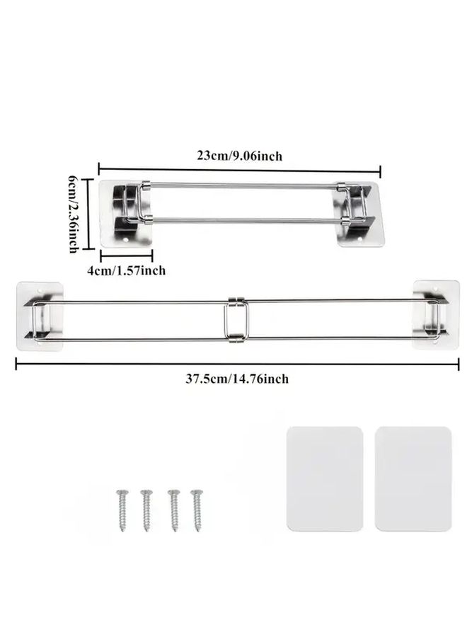 1 Set Adjustable Stainless Steel Shower Storage Bar With Hooks For RV Camper Bath Accessories - Image 2