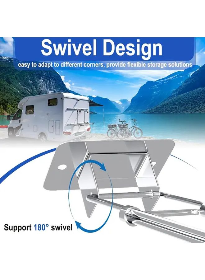 1 Set Adjustable Stainless Steel Shower Storage Bar With Hooks For RV Camper Bath Accessories - Image 5