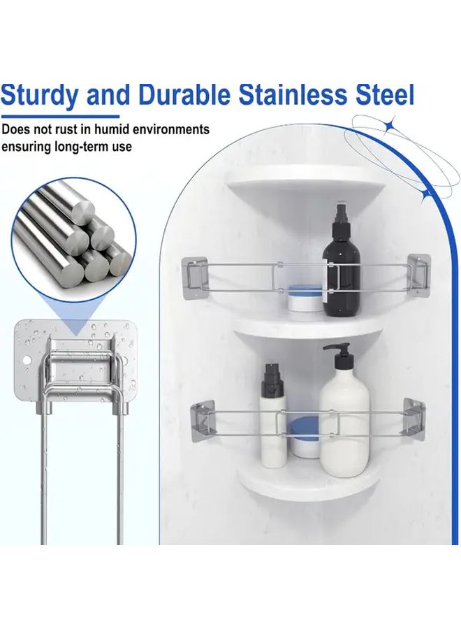 1 Set Adjustable Stainless Steel Shower Storage Bar With Hooks For RV Camper Bath Accessories - Image 3