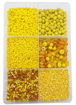 eshoppee eshoppee 350 Yellow Color Multi Shape Handmade lampwork Fancy Glass Beads for Jewellery Making kit Art and Crafts Materials for Necklace Bracelet Earring Making Materials DIY kit (Yellow 1)  - Image 1