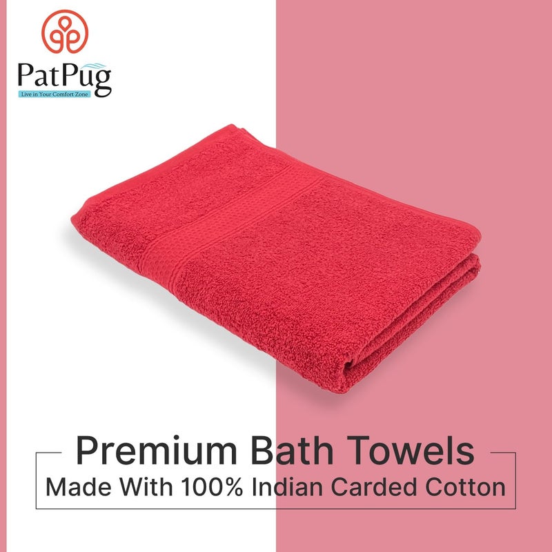 Patpug 100% Cotton Large Bath Towel 420 GSM (Red) - Image 3