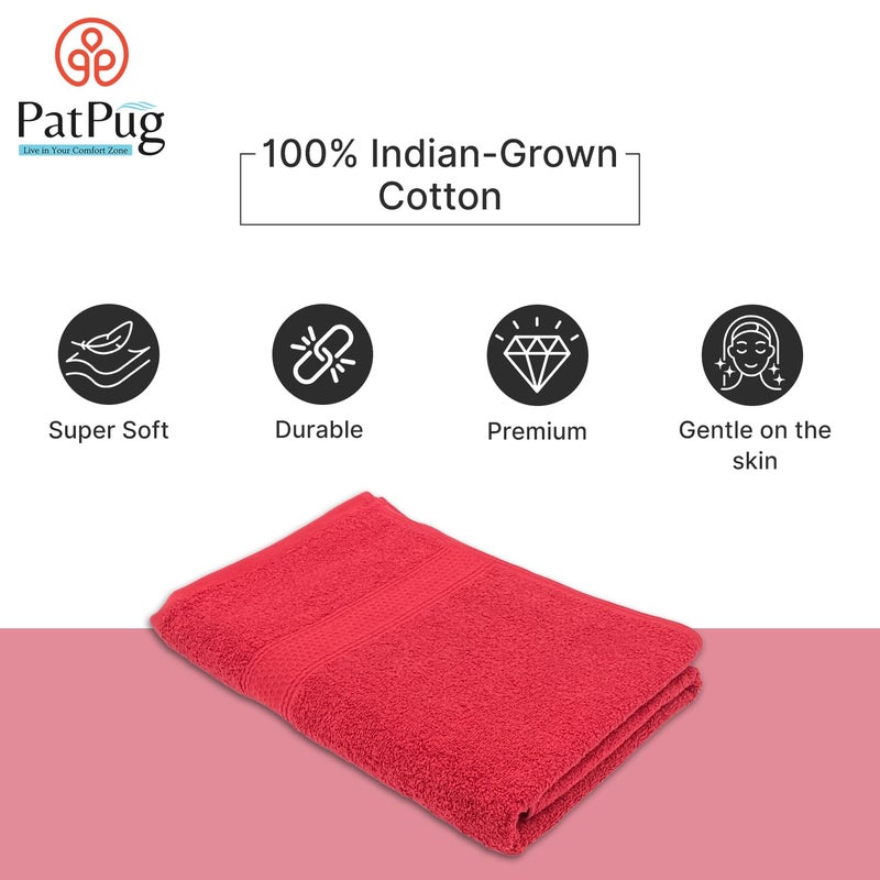 Patpug 100% Cotton Large Bath Towel 420 GSM (Red) - Image 5