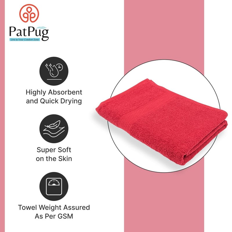 Patpug 100% Cotton Large Bath Towel 420 GSM (Red) - Image 2