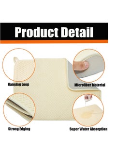 Excefore Dish Drying Mat for Kitchen Counter, 2 Pcs Super Absorbent Dishes Drainer Mats, 61 x 43 cm Absorbent Microfiber Dishes Drainer Mats, for Countertop, Rack and Under Sink (Yellow )  - Image 2