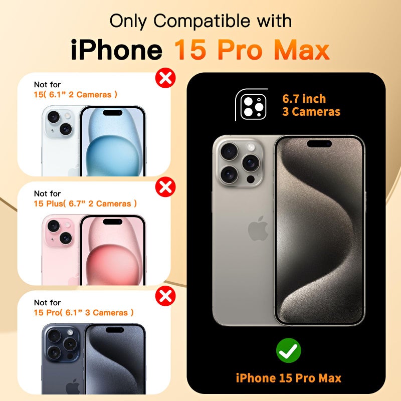 COOLQO for iPhone 15 Pro Max Case 6.7'' Upgraded 360Â° Spin Magnetic Stand [Compatible with Magsafe][Military Protection] Shockproof Protective Phone Holder Cover for iPhone 15 Pro Max, Blue Gold - Image 2