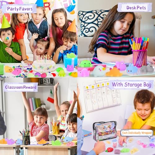 LEEHUR 100PCS Kawaii Squishies, Mochi Squishy Toys for Kids Party Favors, Mini Stress Relief Squishy Fidget Toys for Classroom Prizes for Kids Party Favors Goodie Bags Stuffers with Storage Bag - Image 2