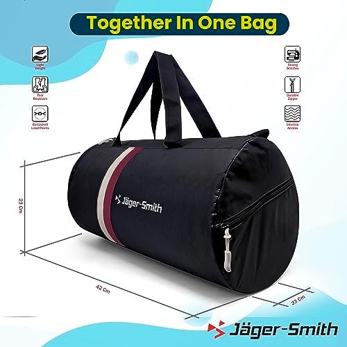 Jager_Smith Jager-Smith GB 600 Multipurpose Gym Bag with Shoe Compartment (Black, White & Maroon) - Image 3