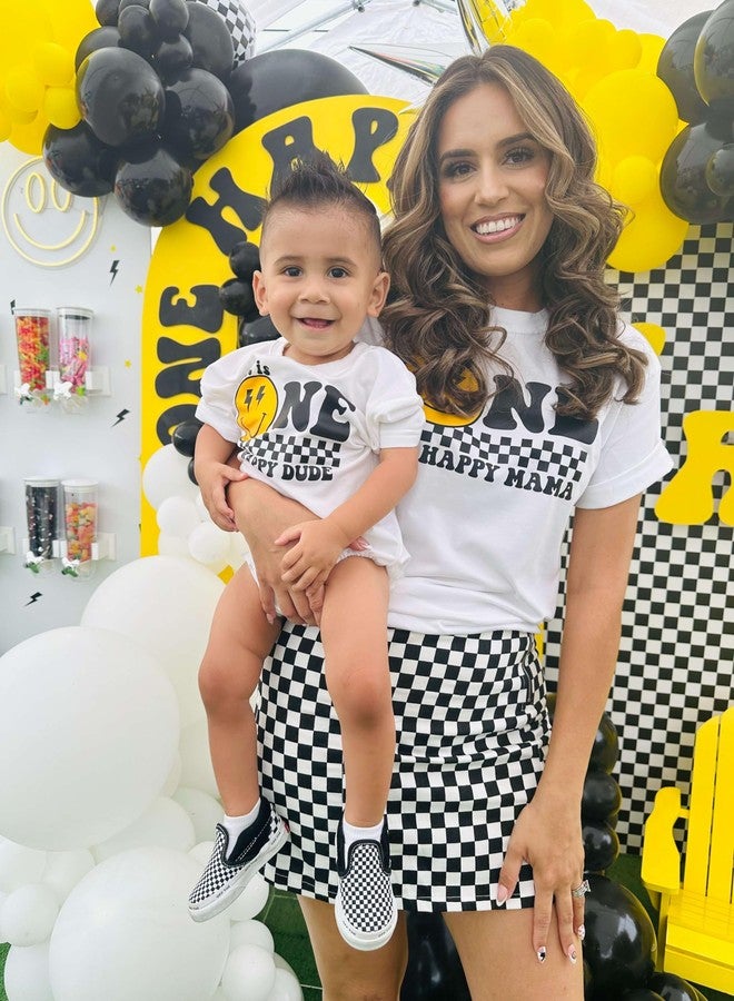 AHAORAY One Happy Dude Cupcake Topper - 24Pack Yellow Smiling Face and Black Lightning Cupcake Picks, 1st Birthday Party Cupcake Decor - Image 5