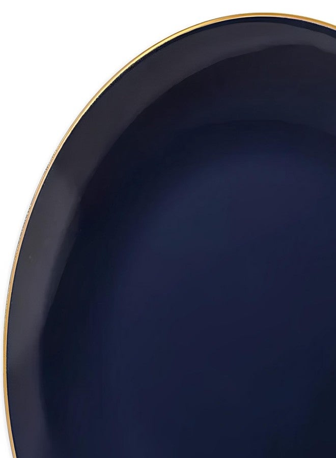 Smarty Had A Party Navy Blue Round Organic Plastic Salad Plates With Gold Rim Design (7.5") - Pack Of 10 - Disposable & Elegant, Perfect for Parties, Weddings & Special Events - Image 3