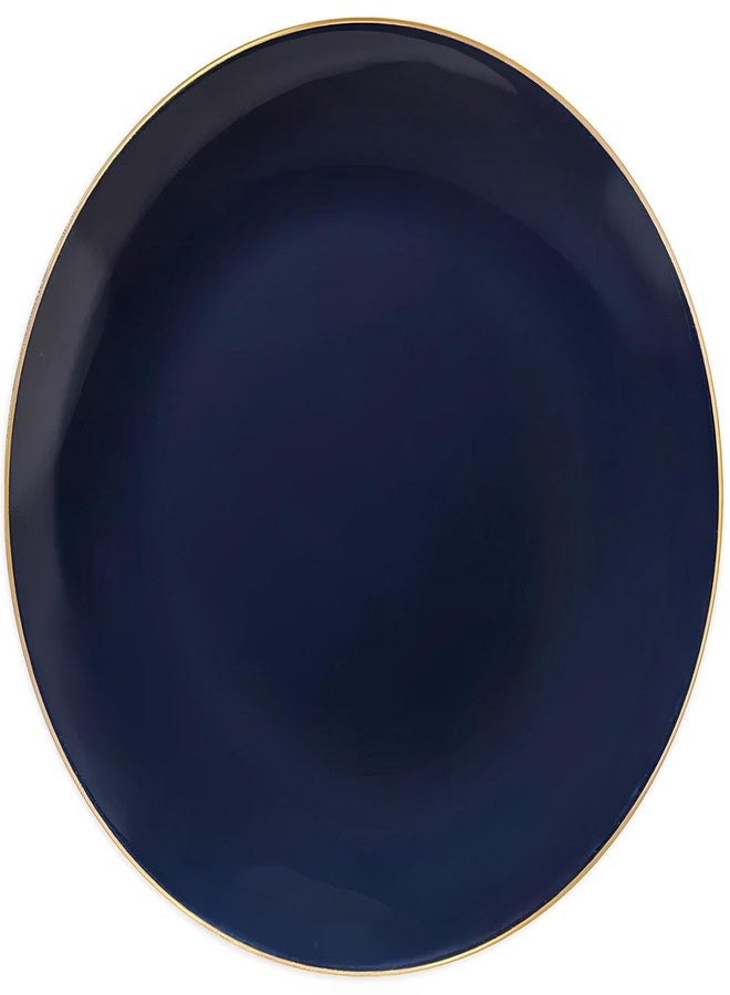 Smarty Had A Party Navy Blue Round Organic Plastic Salad Plates With Gold Rim Design (7.5") - Pack Of 10 - Disposable & Elegant, Perfect for Parties, Weddings & Special Events - Image 2