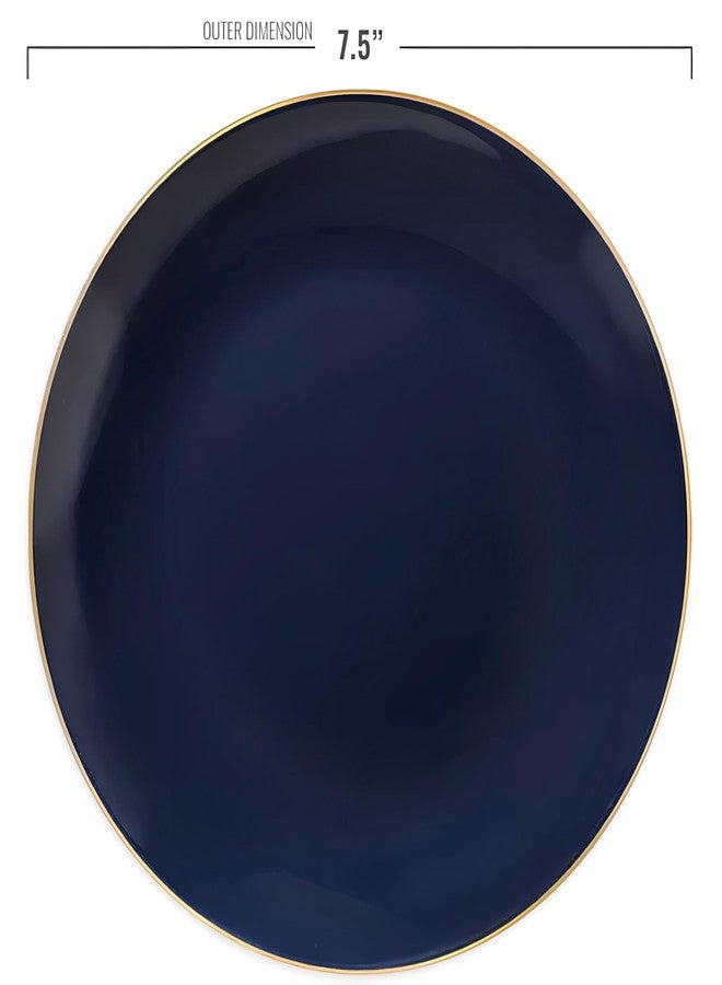 Smarty Had A Party Navy Blue Round Organic Plastic Salad Plates With Gold Rim Design (7.5") - Pack Of 10 - Disposable & Elegant, Perfect for Parties, Weddings & Special Events - Image 4