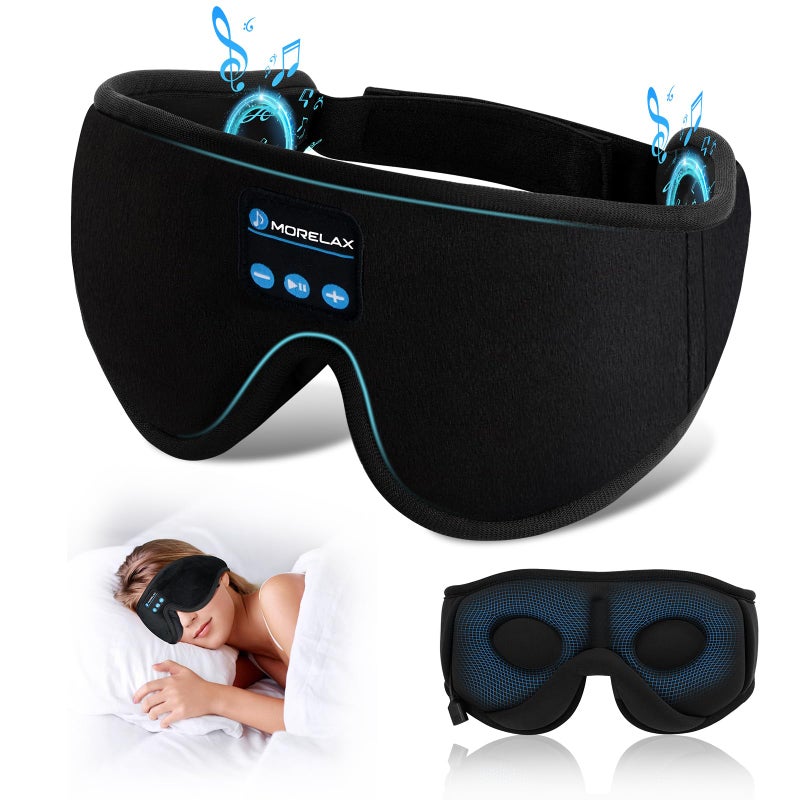 Sleep HeadphonesSleep Mask for Side Sleeper3D Eye Mask for Sleeping with Stereo SpeakersBluetooth HeadphonePerfect for Gifts for WomenMen Black