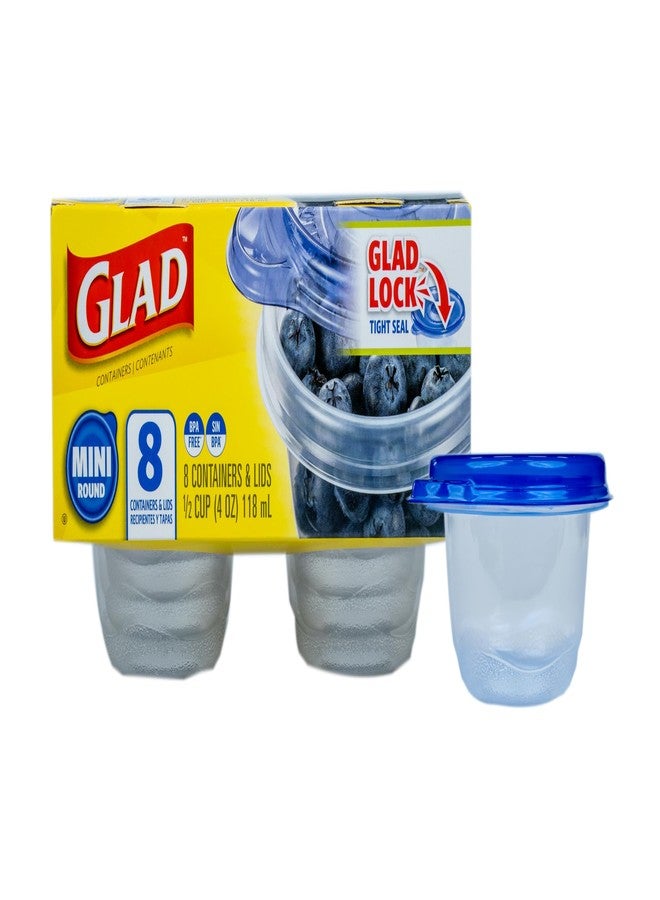 غلاد حاويات تخزين الطعام المستديرة الصغيرة GladGladWare - حاوية وجبات صغيرة تتسع لما يصل إلى 4 أونصات من الطعام - إغلاق محكم، 8 قطع - Image 1