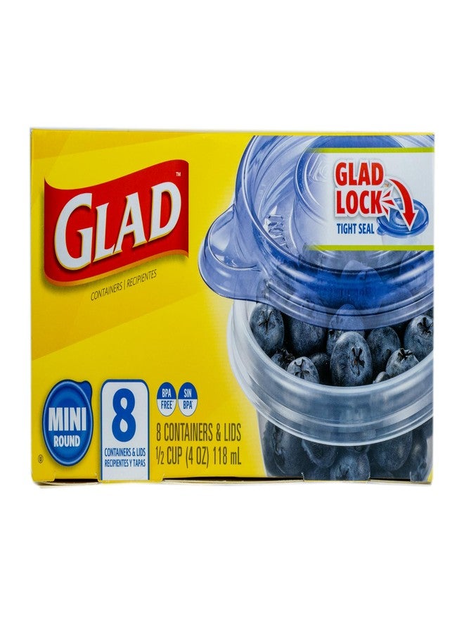 غلاد حاويات تخزين الطعام المستديرة الصغيرة GladGladWare - حاوية وجبات صغيرة تتسع لما يصل إلى 4 أونصات من الطعام - إغلاق محكم، 8 قطع - Image 2