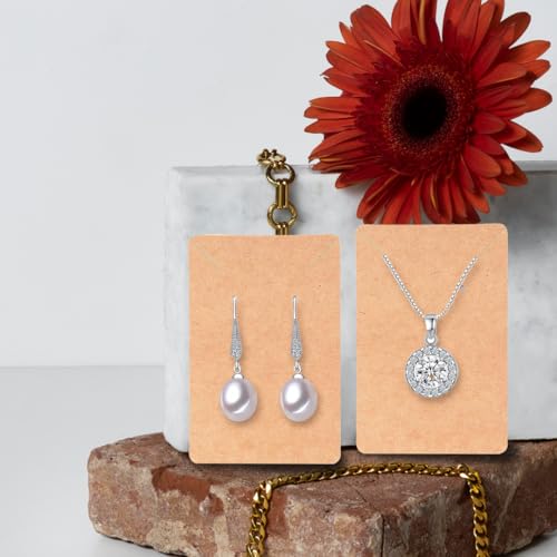 Festiko® Jewellery Display Cards (Kraft Paper, Pack of 200 Pcs), Jewellery Tags for Earring & Necklace, Rectangle Display Cards For Ornaments - Image 4