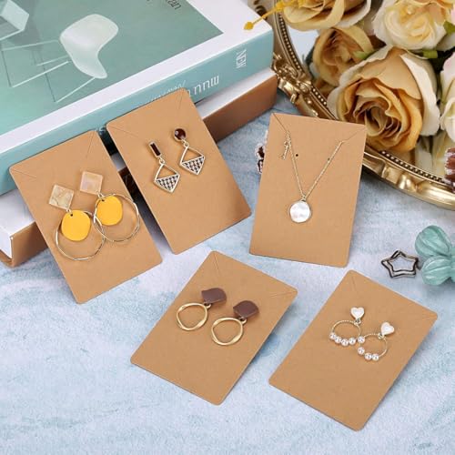 Festiko® Jewellery Display Cards (Kraft Paper, Pack of 200 Pcs), Jewellery Tags for Earring & Necklace, Rectangle Display Cards For Ornaments - Image 5