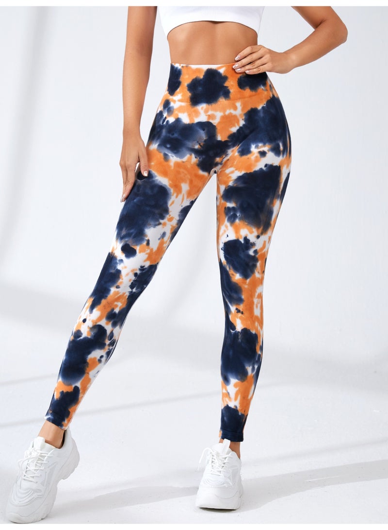 NIBEMINENT Seamless Tie-Dye High-Waisted Yoga Pants - Butt-Lifting Workout Leggings for Women, Squat-Proof Gym Running Tights with Tummy Control - Image 4