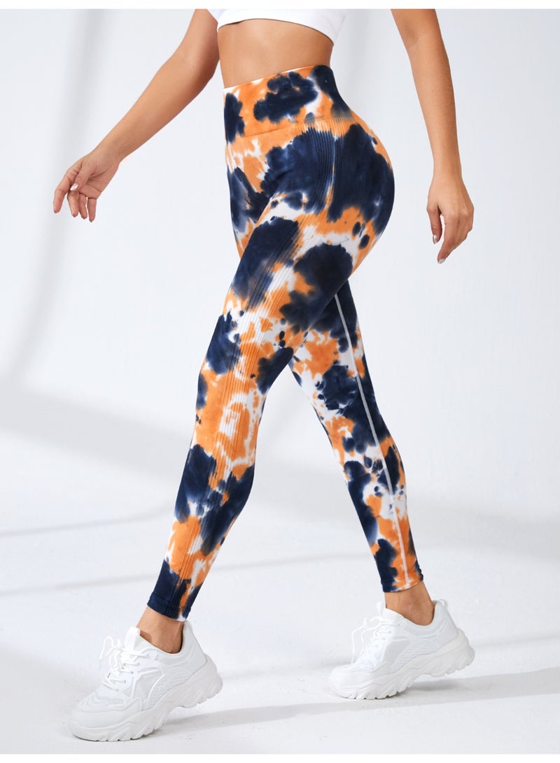 NIBEMINENT Seamless Tie-Dye High-Waisted Yoga Pants - Butt-Lifting Workout Leggings for Women, Squat-Proof Gym Running Tights with Tummy Control - Image 1