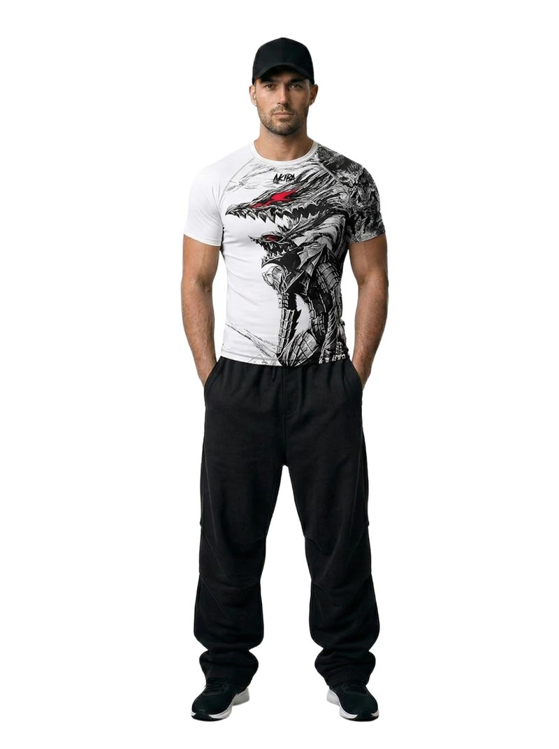 AKIBA Men Performance Fit Compression Rash Guard T Shirts (Black, 40) - Sport Jersey Slim Fit 4 Way Lycra Training Top for MMA BJJ Gym Running Cycling Sportswear Black - Image 1