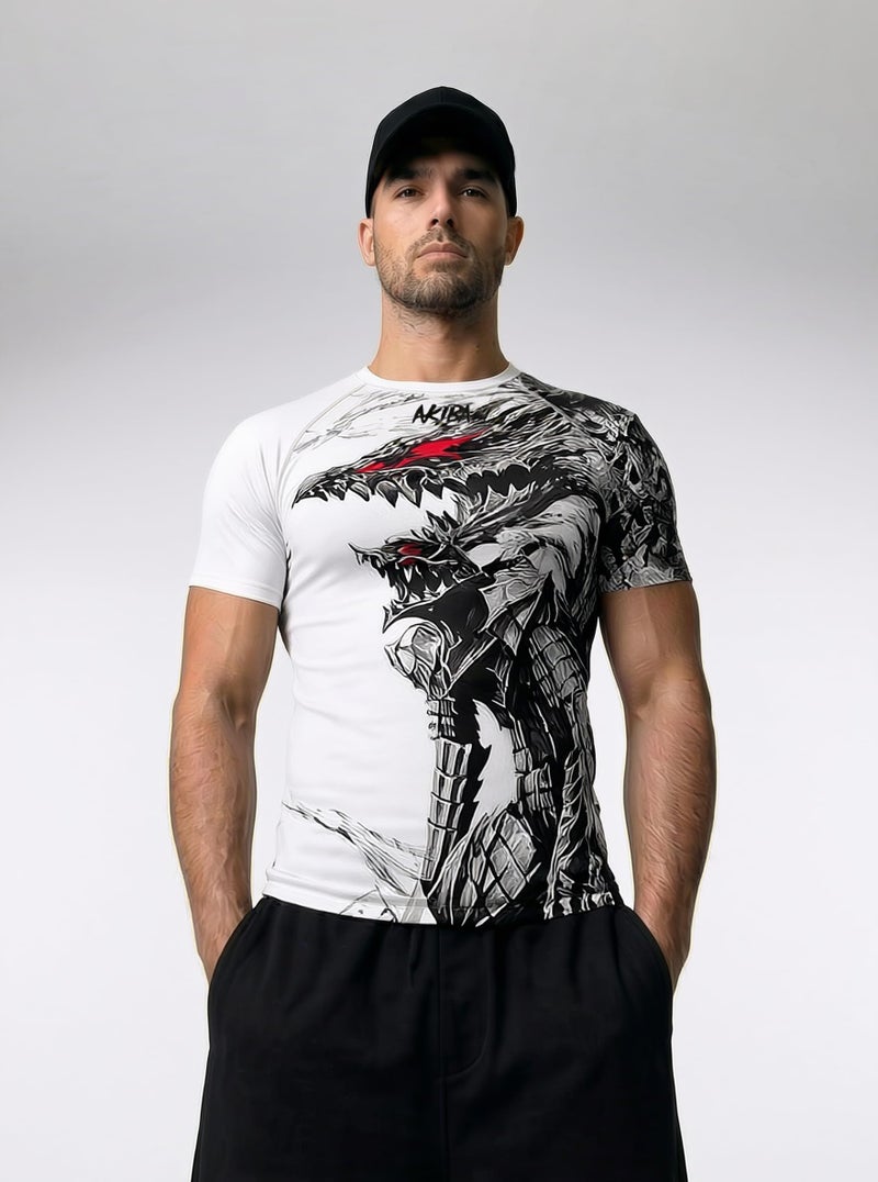 AKIBA Men Performance Fit Compression Rash Guard T Shirts (Black, 40) - Sport Jersey Slim Fit 4 Way Lycra Training Top for MMA BJJ Gym Running Cycling Sportswear Black - Image 3