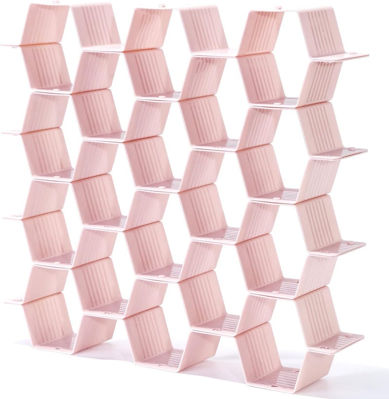Natzerat Drawer Splitter 16-piece Set Adjustable Honeycomb Organizer Tie Sock Organizer Underwear Panties Cosmetic Sorter (Pink) - Image 3