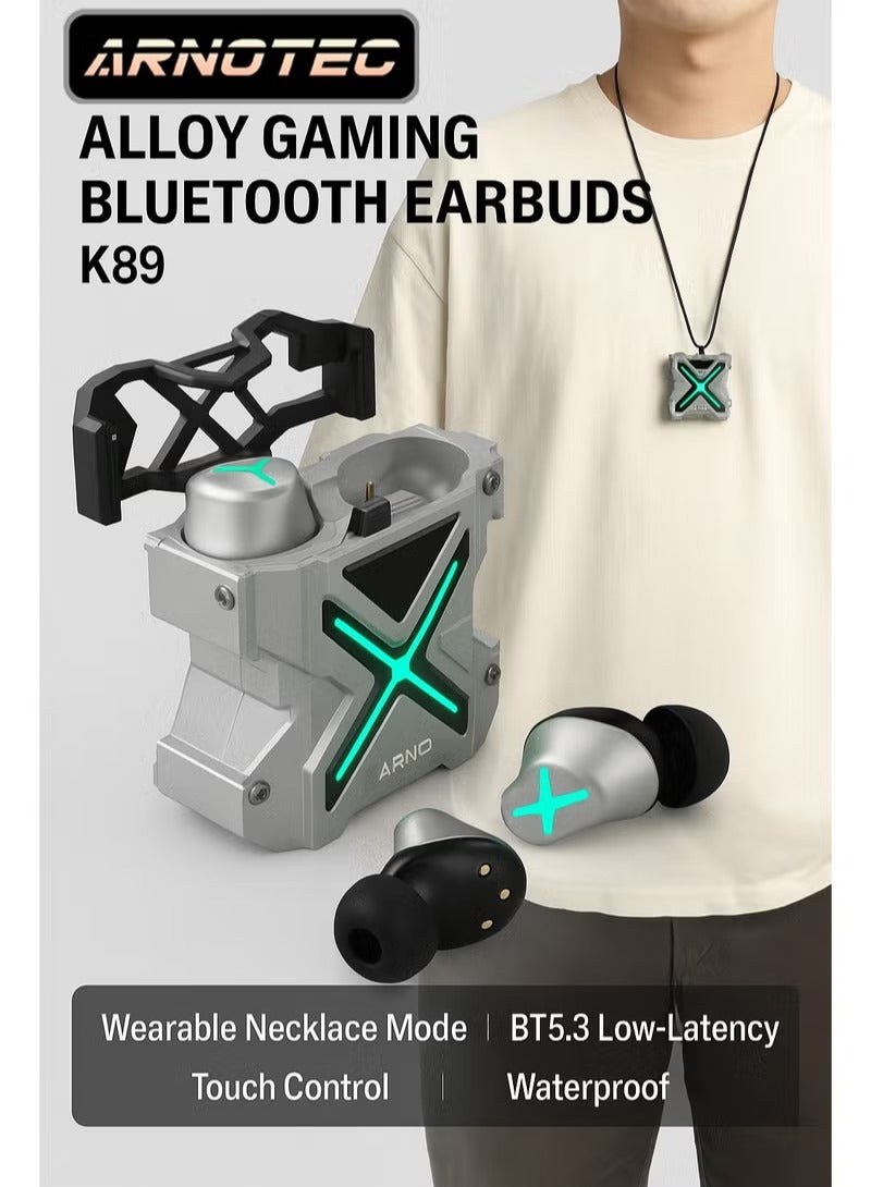 ARNO Alloy body True wireless Bluetooth Earbuds In-ear Gaming No-delay Sports Waterproof Headset- K89 - Image 1