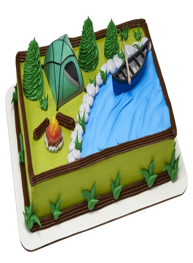 Culpitt Decopac Fireside Camp DecoSet Cake Decoration Multi, Tent: 3"L x 2.6"W x 1.9"H; Canoe with Oar: 3.5"L x 1.65"W x 1.2"H; Campfire: 1.4"D x 1.2"H - Image 4