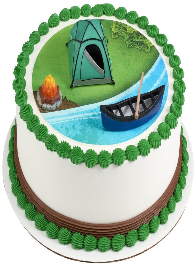 Culpitt Decopac Fireside Camp DecoSet Cake Decoration Multi, Tent: 3"L x 2.6"W x 1.9"H; Canoe with Oar: 3.5"L x 1.65"W x 1.2"H; Campfire: 1.4"D x 1.2"H - Image 5