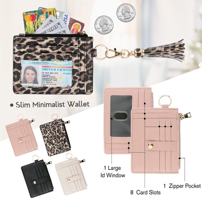 KNGITRYI Small Wristlet Wallets for Women RFID Credit Card Holder Wallet Keychain Wristlet Wallet Credit Card Wallets for Women (Leopard) - Image 3