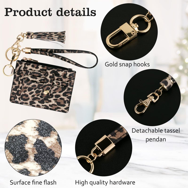 KNGITRYI Small Wristlet Wallets for Women RFID Credit Card Holder Wallet Keychain Wristlet Wallet Credit Card Wallets for Women (Leopard) - Image 5