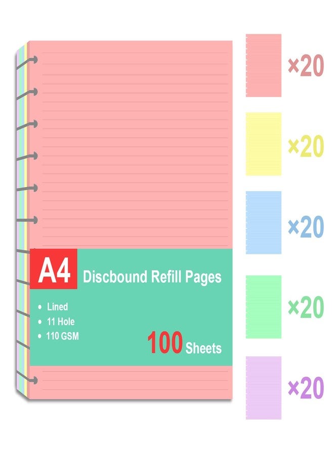 Cheericome Letter Size Refills Paper, A4 Tul Paper for TUL Note-Taking System Discbound Notebook Planner Inserts, 5 Colors(20 Sheets/C), Total 100 Sheets/200 Pages, College ruled, Tul Paper Refills 8.5 x 11 In - Image 2