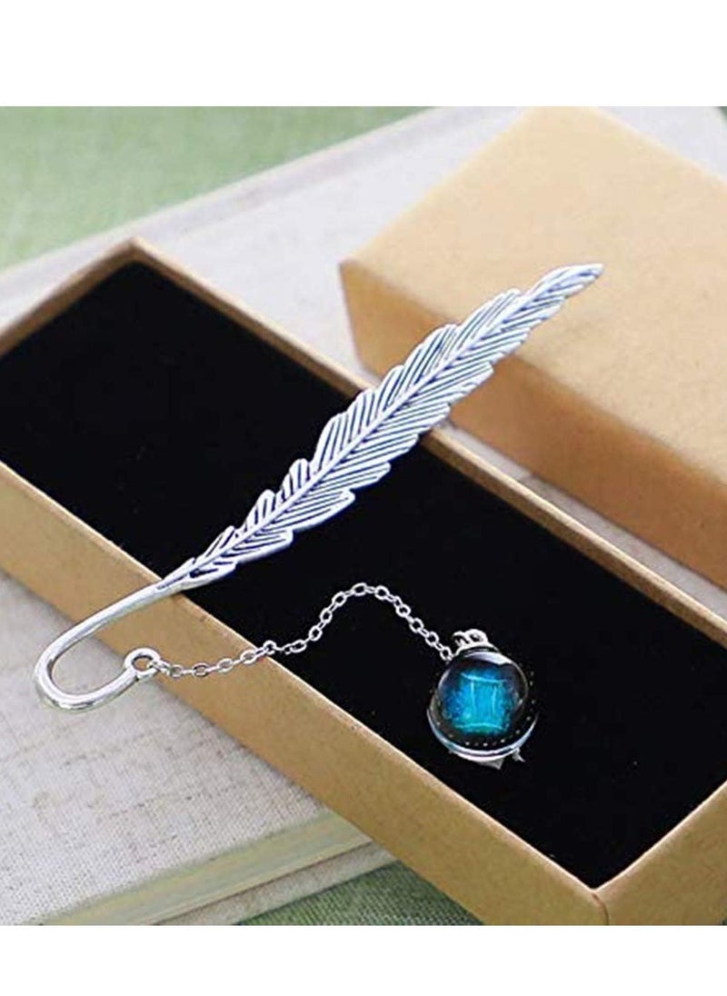 Bukela - Bookmarks, Metal Bookmark, Retro Feather-shaped Twelve Constellation Bookmarks Ideal Creative Gifts For Readers, Women, Friends, Teachers And Children, Book Decorations - Image 1