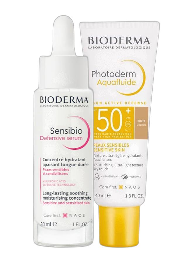Bioderma Photoderm Aquafluide Sun Active Defense SPF50+ 40ml + Sensibio Defensive Serum 30ml Bundle  - Image 1